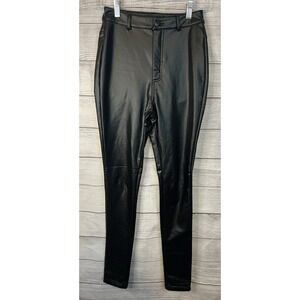 Akira High Waste Faux Leather Black Skinny Pants Size 5/27 Women's